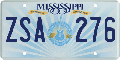 MS license plate ZSA276