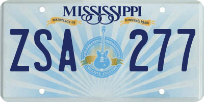 MS license plate ZSA277