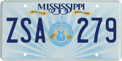 MS license plate ZSA279
