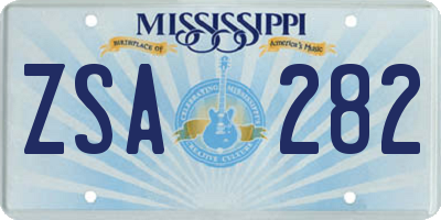 MS license plate ZSA282