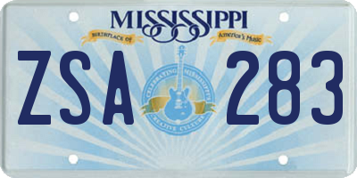 MS license plate ZSA283