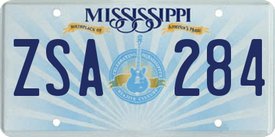 MS license plate ZSA284