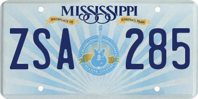 MS license plate ZSA285
