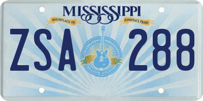 MS license plate ZSA288