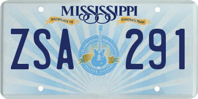 MS license plate ZSA291