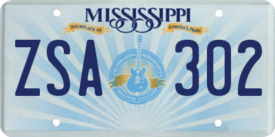 MS license plate ZSA302