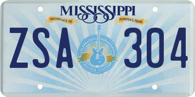 MS license plate ZSA304