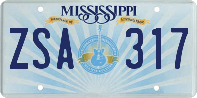 MS license plate ZSA317