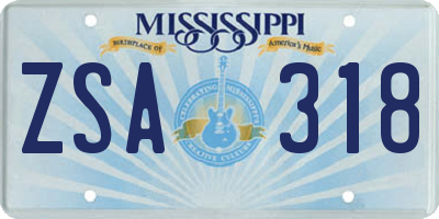 MS license plate ZSA318