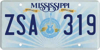 MS license plate ZSA319
