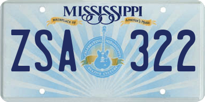 MS license plate ZSA322