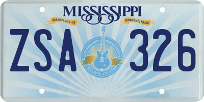 MS license plate ZSA326