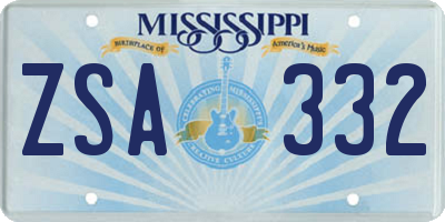 MS license plate ZSA332