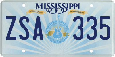 MS license plate ZSA335