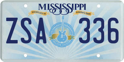 MS license plate ZSA336