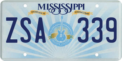 MS license plate ZSA339