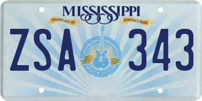 MS license plate ZSA343