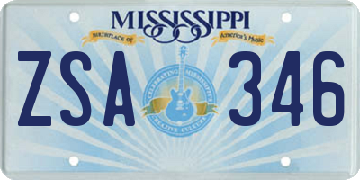 MS license plate ZSA346