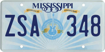 MS license plate ZSA348
