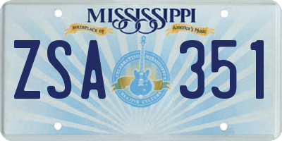 MS license plate ZSA351