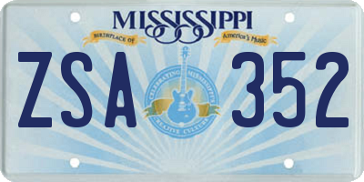 MS license plate ZSA352