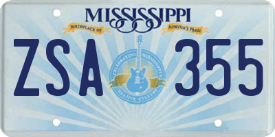 MS license plate ZSA355