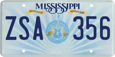 MS license plate ZSA356