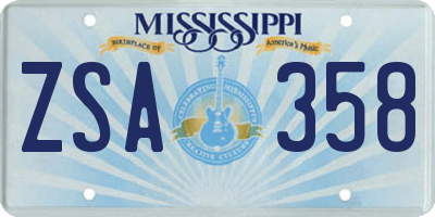 MS license plate ZSA358