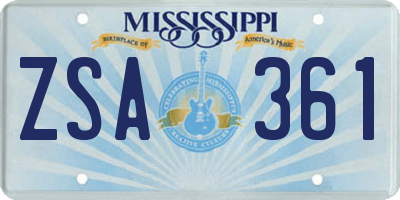 MS license plate ZSA361