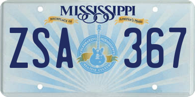 MS license plate ZSA367