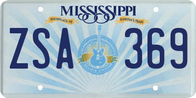 MS license plate ZSA369