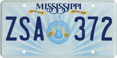 MS license plate ZSA372