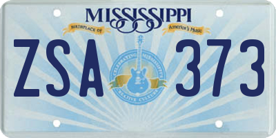 MS license plate ZSA373