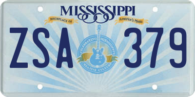 MS license plate ZSA379