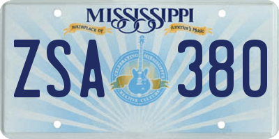 MS license plate ZSA380