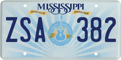 MS license plate ZSA382