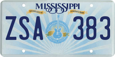 MS license plate ZSA383