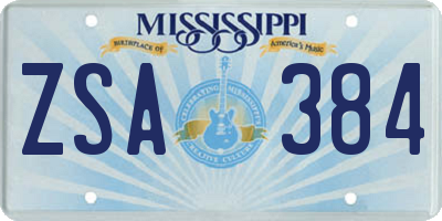 MS license plate ZSA384