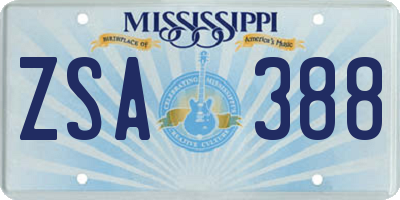 MS license plate ZSA388