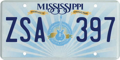 MS license plate ZSA397