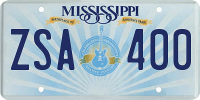 MS license plate ZSA400