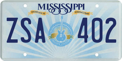 MS license plate ZSA402