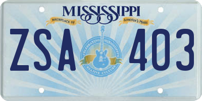 MS license plate ZSA403