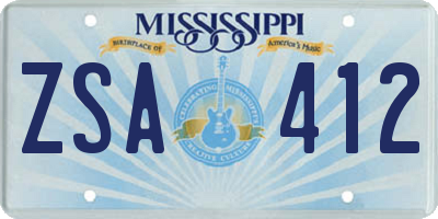 MS license plate ZSA412