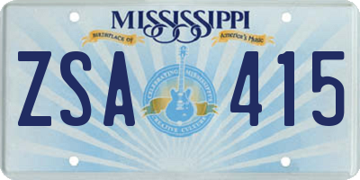 MS license plate ZSA415