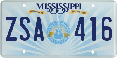 MS license plate ZSA416