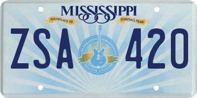 MS license plate ZSA420