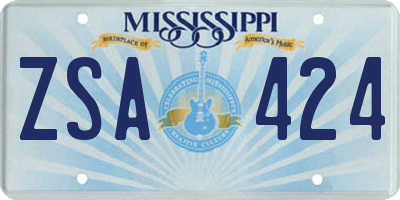 MS license plate ZSA424