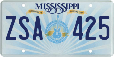 MS license plate ZSA425