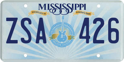 MS license plate ZSA426